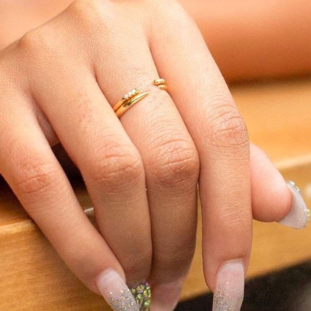 Gold Vermeil Open Pave Knuckle Ring - Picture 3 of 6